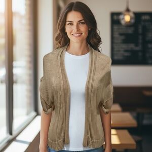 Vintage Eddie Bauer Beige Open-Front Cardigan